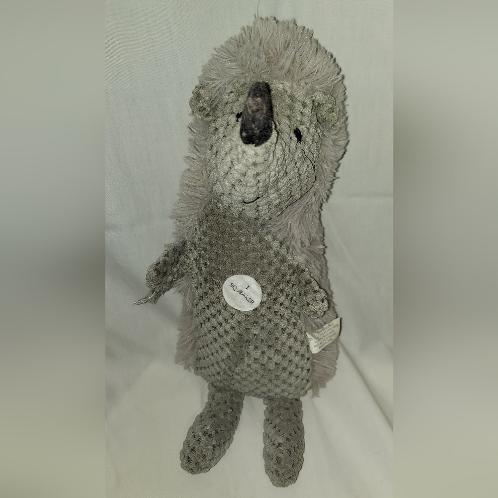 Charming Plush Hedgehog Squeaky Toy - Gray